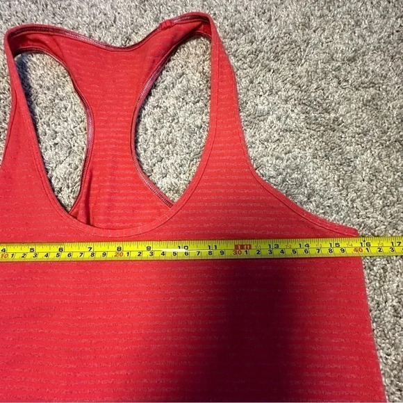 lululemon racerback tank red and grey size large 10 12 fitted long stripe - Picture 5 of 7